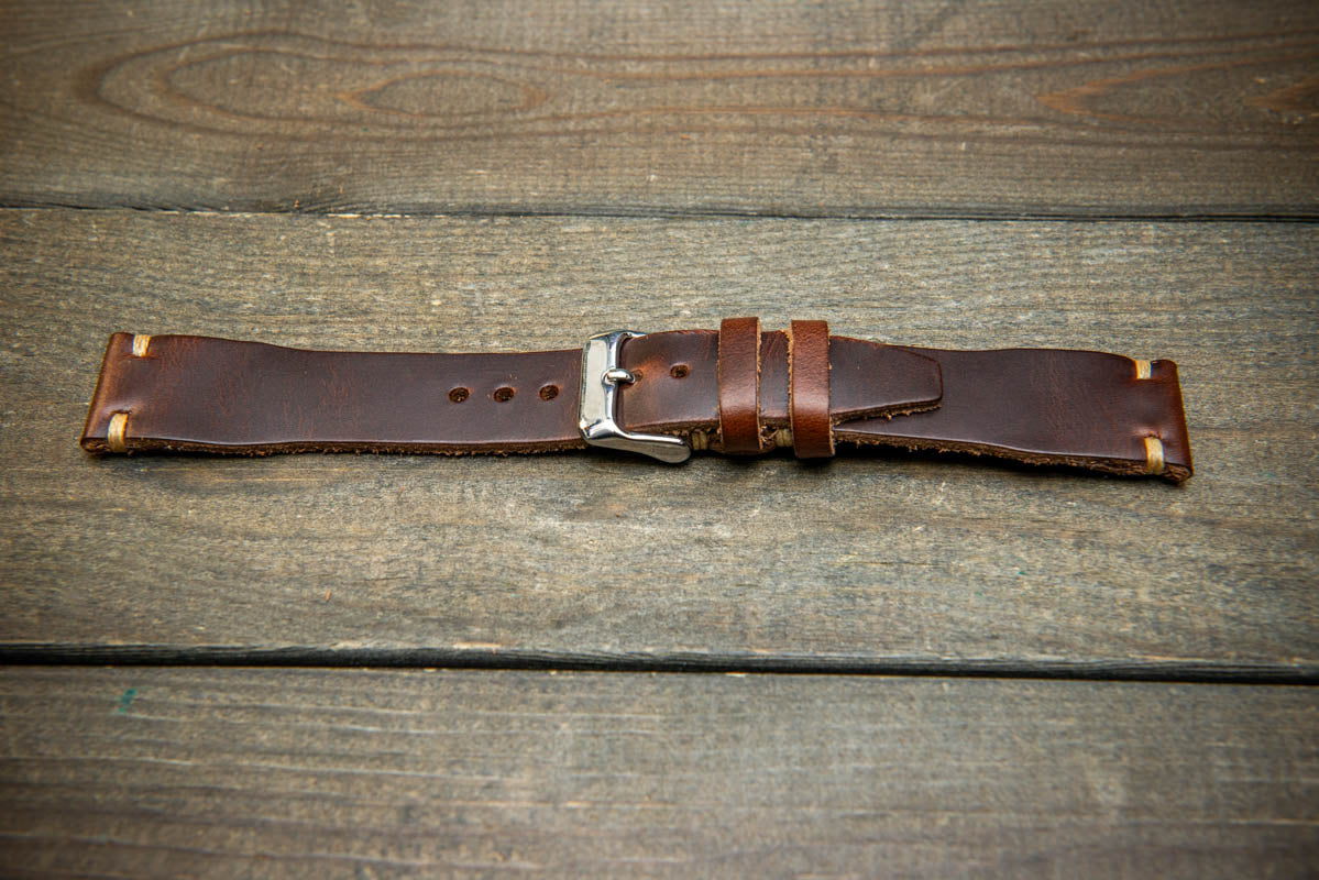 Pilot Leather Watch Strap, Horween Dark Brown Watch Strap