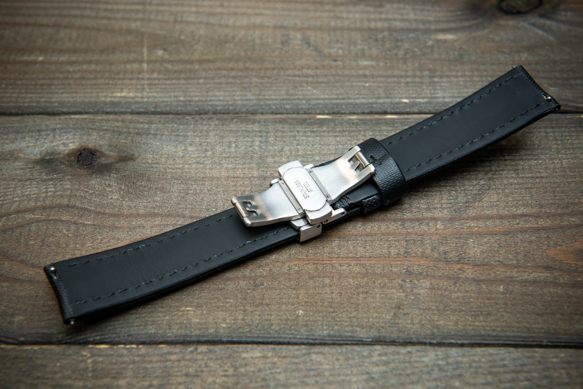 ストームセイル セイルクロス防水ウォッチストラップ、ブラックの