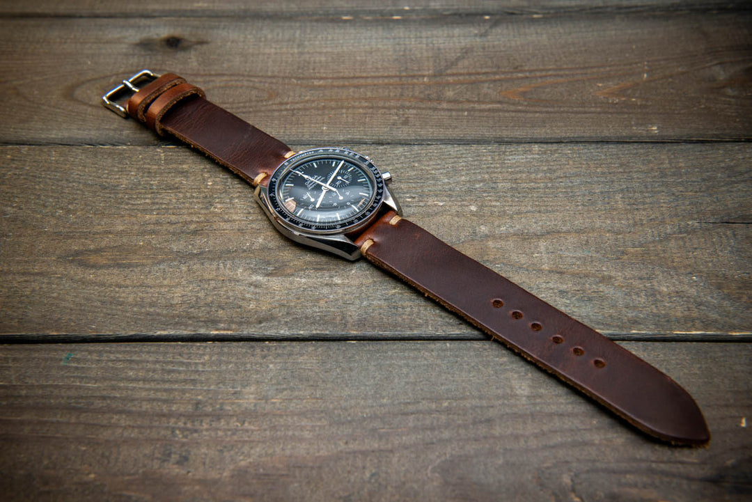 Dark Brown Horween Chxl leather watch strap