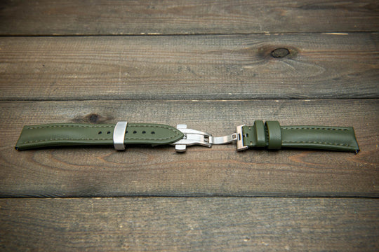 Stormsail sailcloth waterproof watch strap, Olive green. Deployment clasp