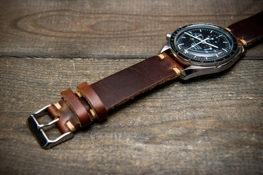 Dark Brown Horween Chxl leather watch strap