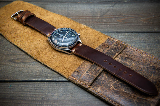 Dark Brown Horween Chxl leather watch strap