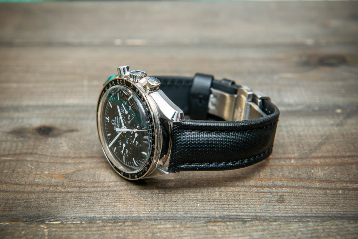 ストームセイル セイルクロス防水ウォッチストラップ、ブラックの