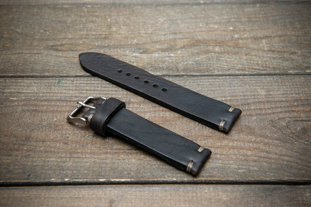 African Kudu Leather Watch Strap – Handmade in Finland, Rugged & Unique Black Leather Band