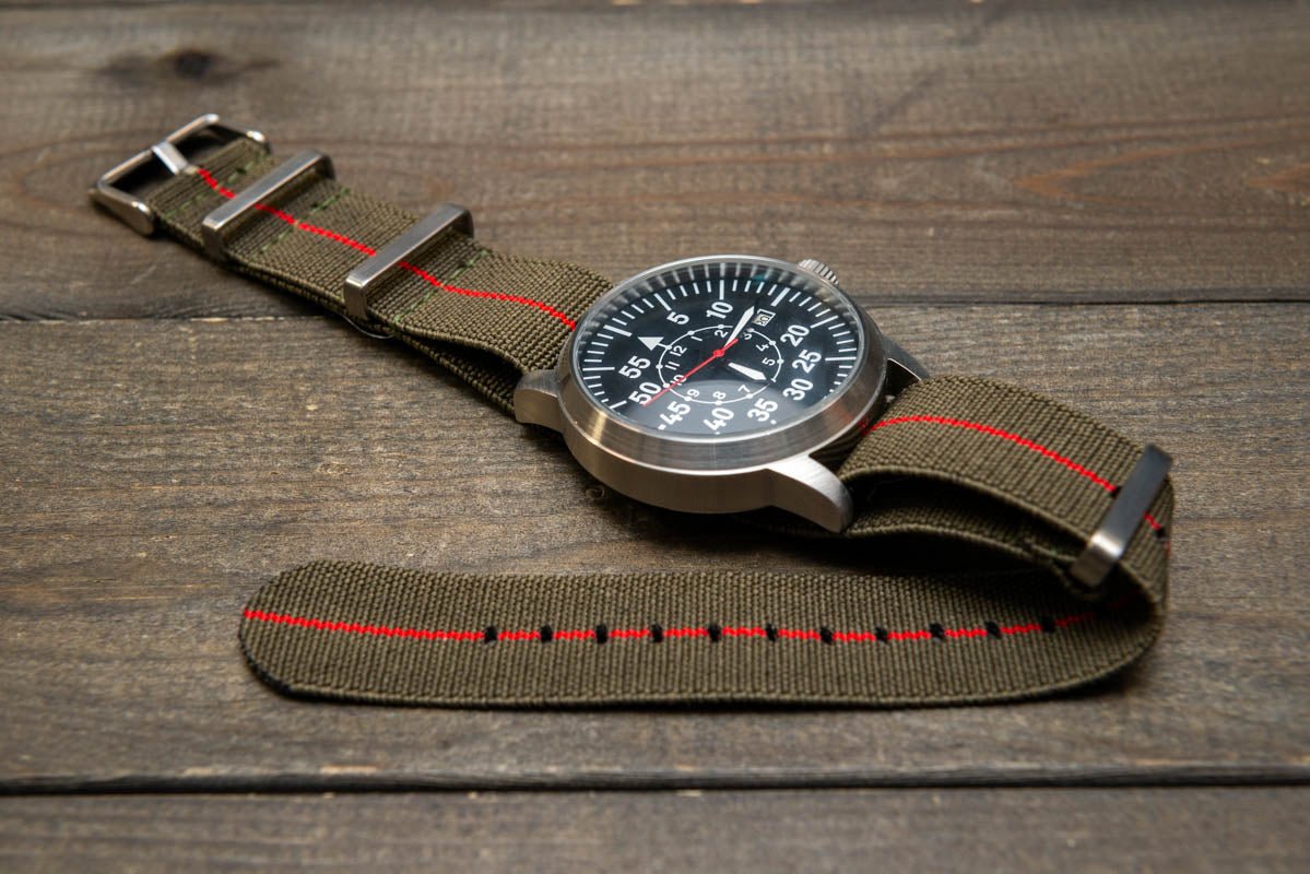 さ*い様 Private brand by S.F.S Track Nylon Military Stretch Nylon Watch Strap, Army Style Single Pass