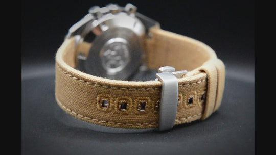 Army premium canvas watch strap, canvas watch band. Handmade in Finland - 19 mm, 20 mm, 21 mm, 22 mm. With a deployment clasp.