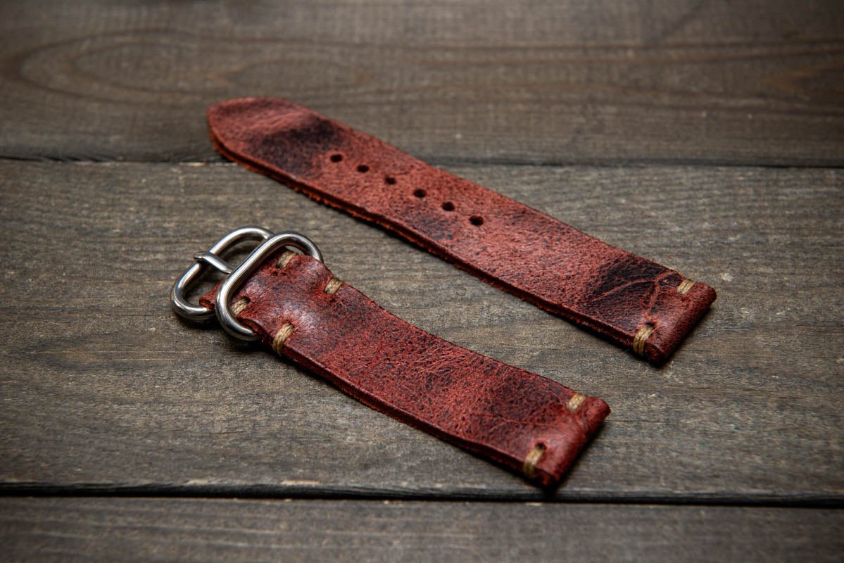 Suede vintage leather watch strap (Heritage), handmade in Finland - finwatchstraps