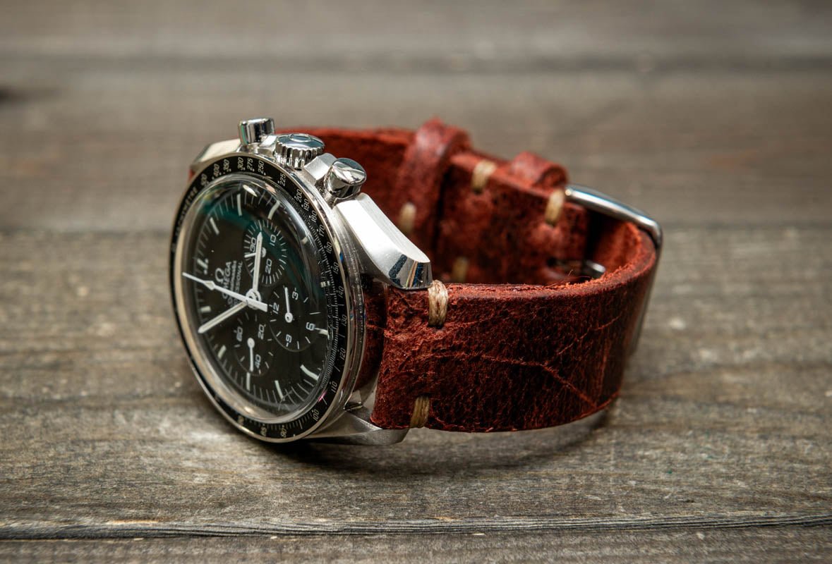 Suede vintage leather watch strap (Heritage), handmade in Finland