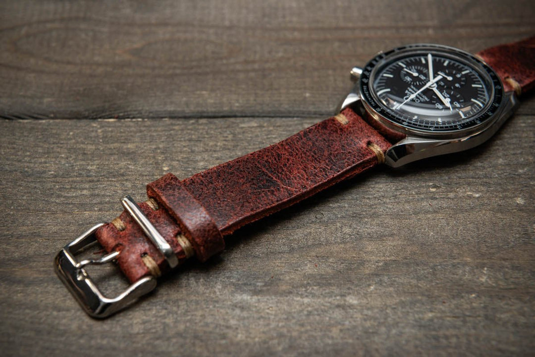 Suede vintage leather watch strap (Heritage), handmade in Finland - finwatchstraps