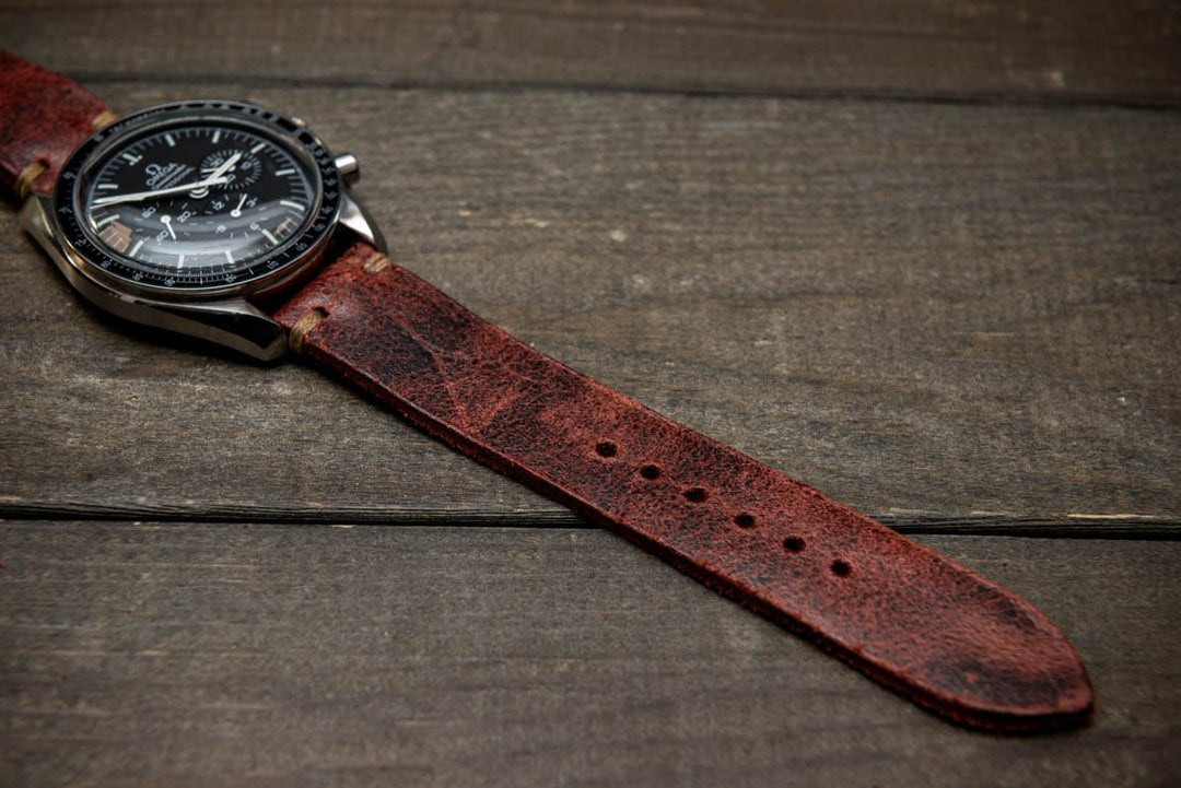 Suede vintage leather watch strap (Heritage), handmade in Finland - finwatchstraps