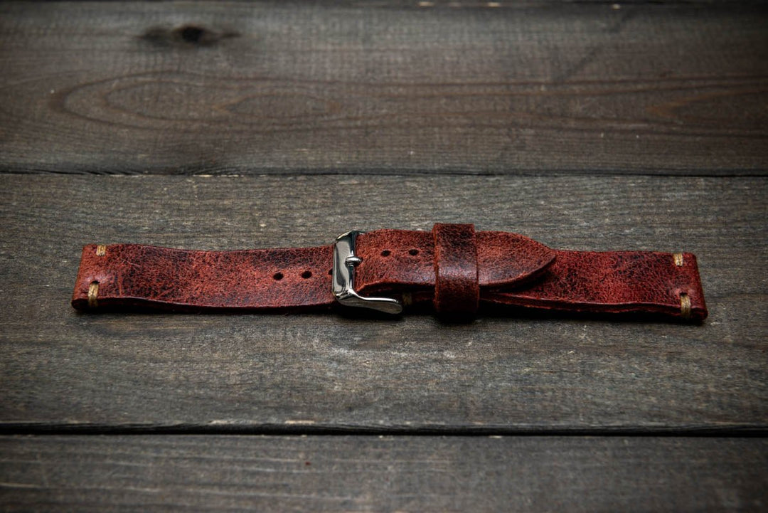 Suede vintage leather watch strap (Heritage), handmade in Finland - finwatchstraps