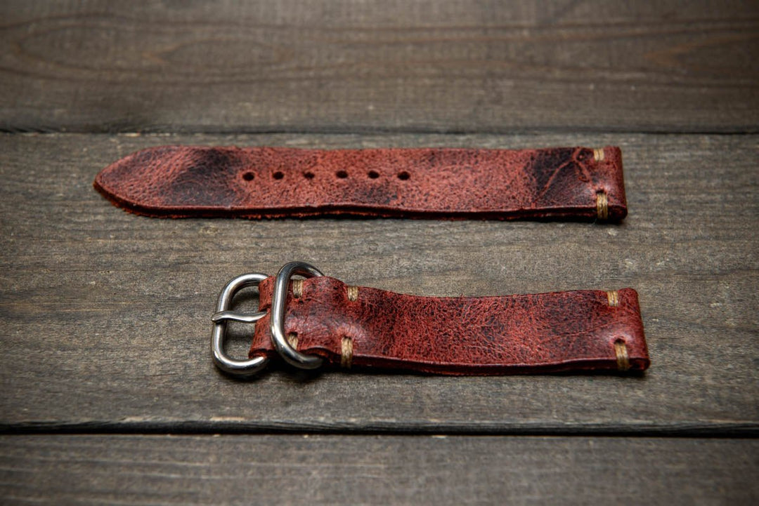 Suede vintage leather watch strap (Heritage), handmade in Finland - finwatchstraps