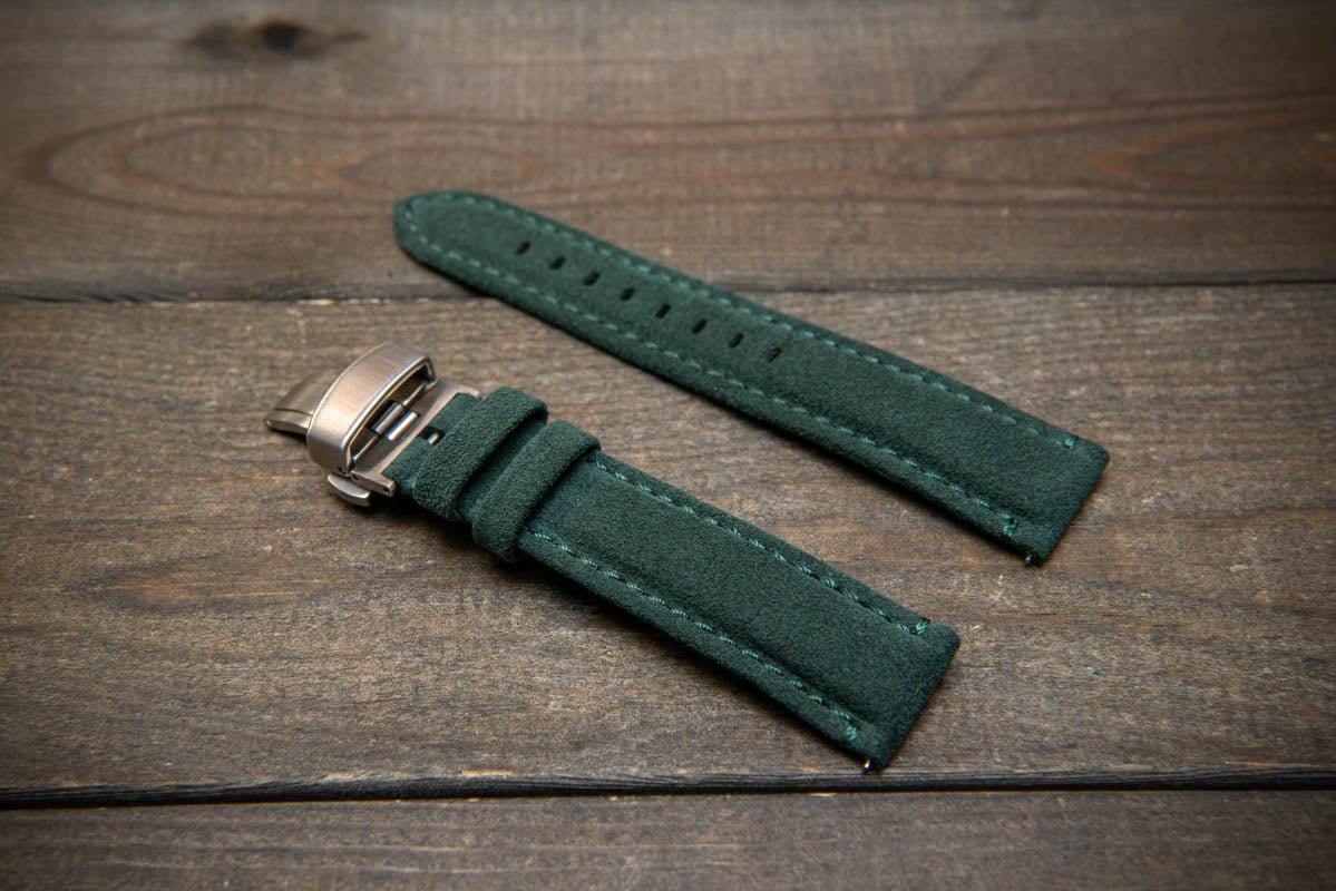 Handdn Watchstraps Alcantara Moss high quality Leather Strap, Moss Alcantara Strap Watch, Alcantara Watch Bands 16mm 18mm 19mm 20mm 21mm