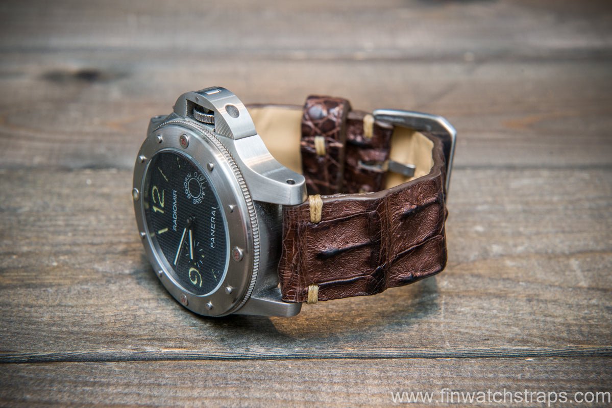 Alligator hornback watch strap handmade in Finland