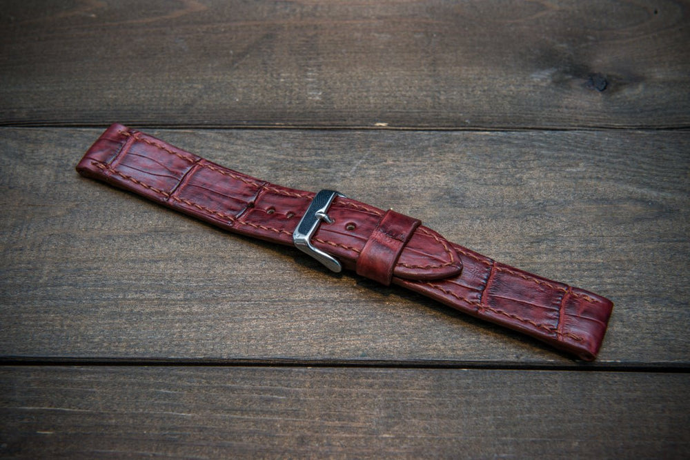 Alligator embossed discount leather watch strap