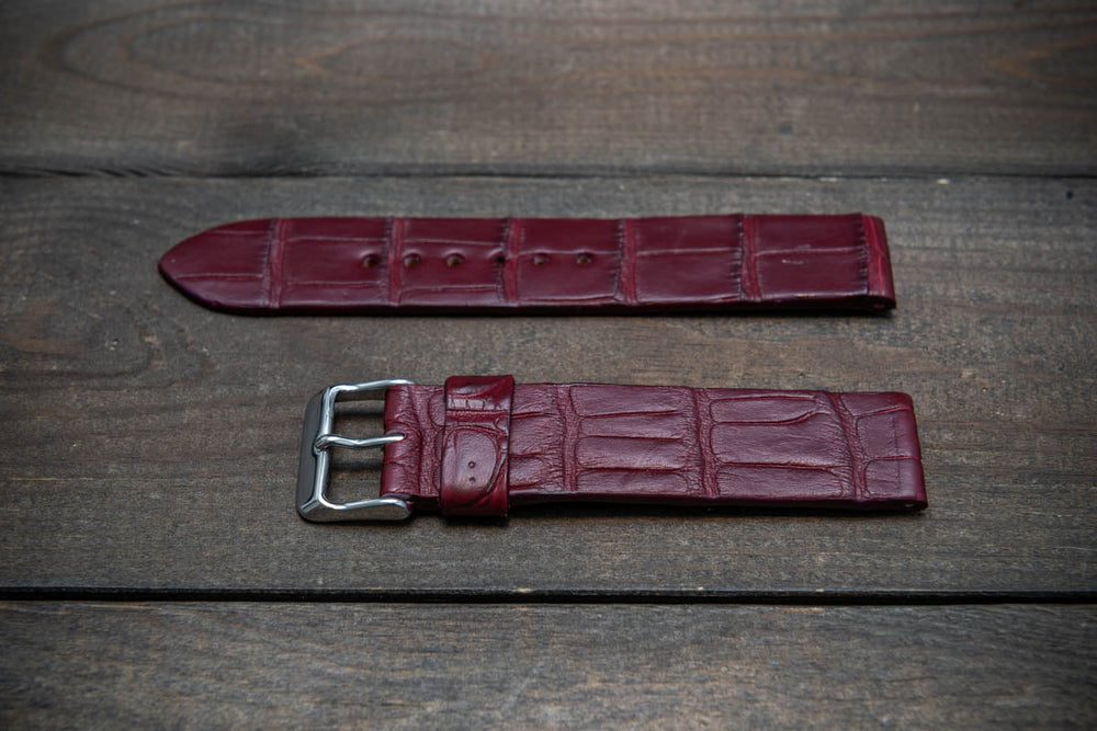 Burgundy alligator deals watch strap