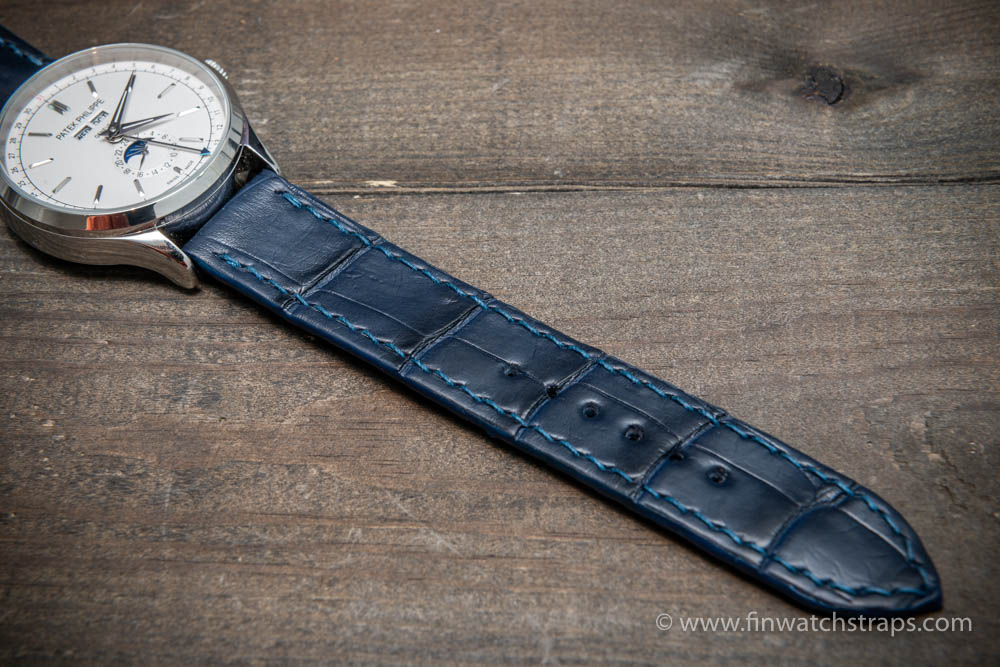 Handdn Dark Blue Alligator Leather Watch Strap