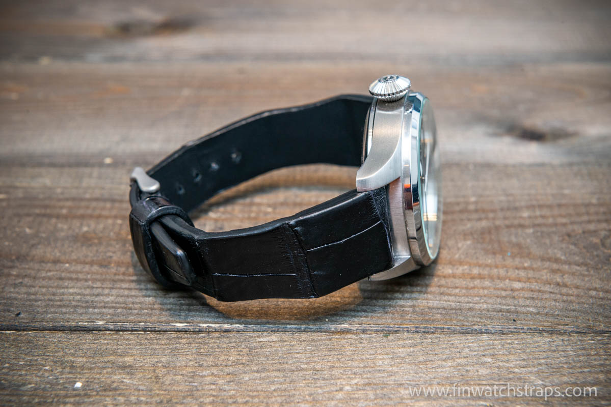 Alligator watch strap for IWC Big Pilot, handmade in Finland, fits