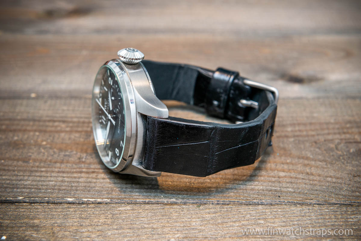 Alligator watch strap for IWC Big Pilot handmade in Finland