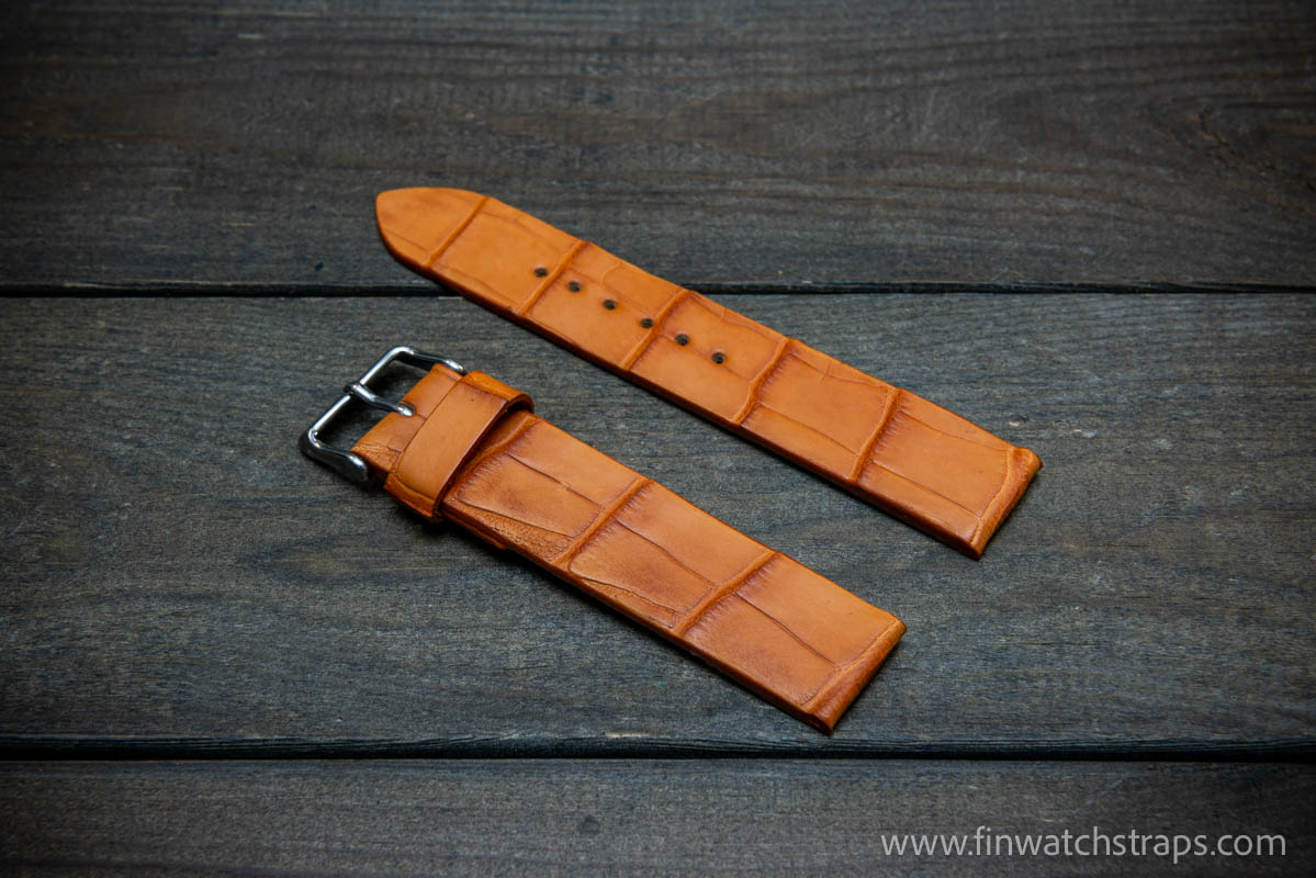 Tan alligator watch strap hot sale