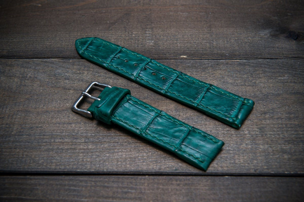 Alligator Leather Strap (Royal Green, Semi-matte)