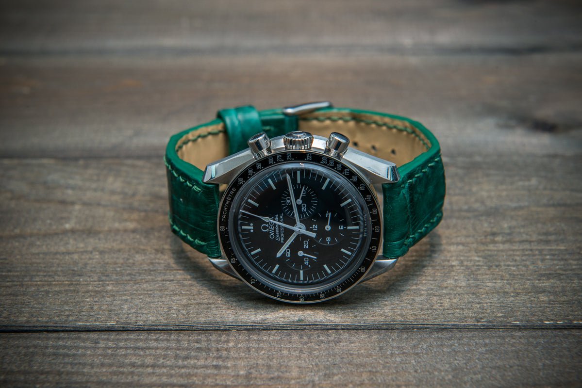 Alligator Leather Strap (Royal Green, Semi-matte)