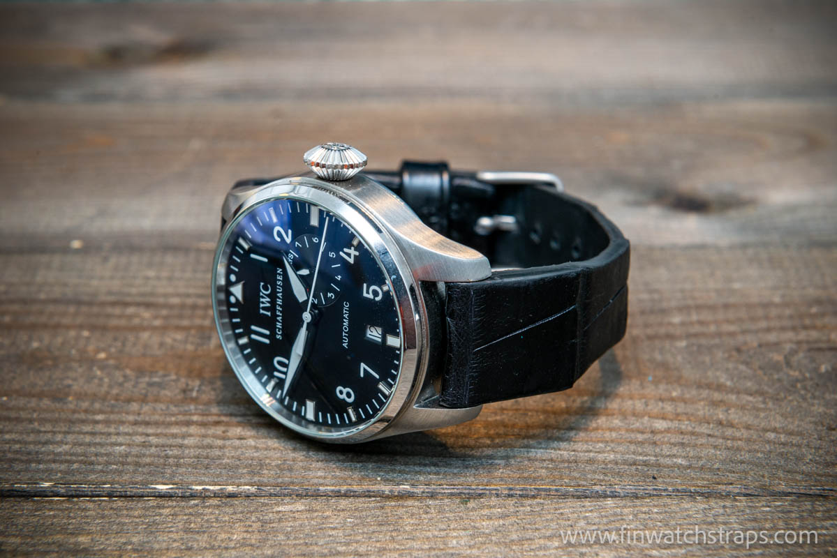 Alligator watch strap for IWC Big Pilot handmade in Finland