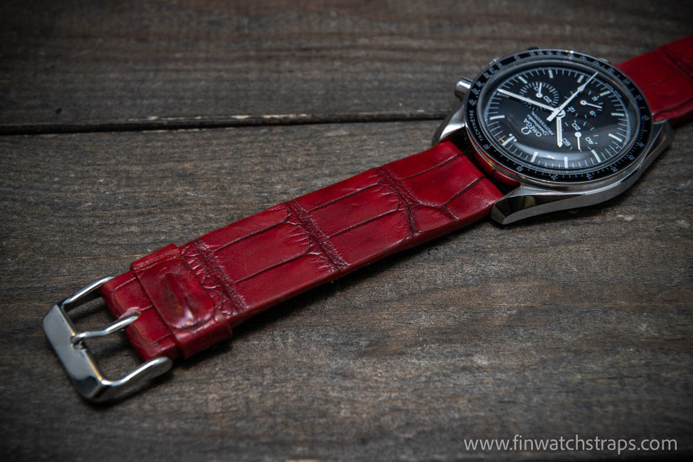 Red crocodile watch strap hot sale