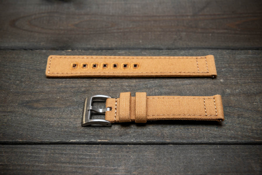 Army premium canvas watch strap, canvas watch band. Handmade in Finland - 20 mm, 22 mm. - finwatchstraps