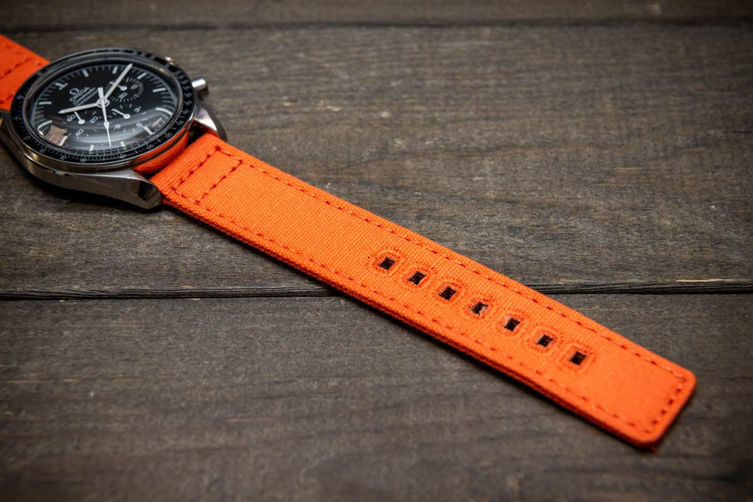 Army premium canvas watch strap, canvas watch band. Handmade in Finland - 20 mm, 22 mm. - finwatchstraps