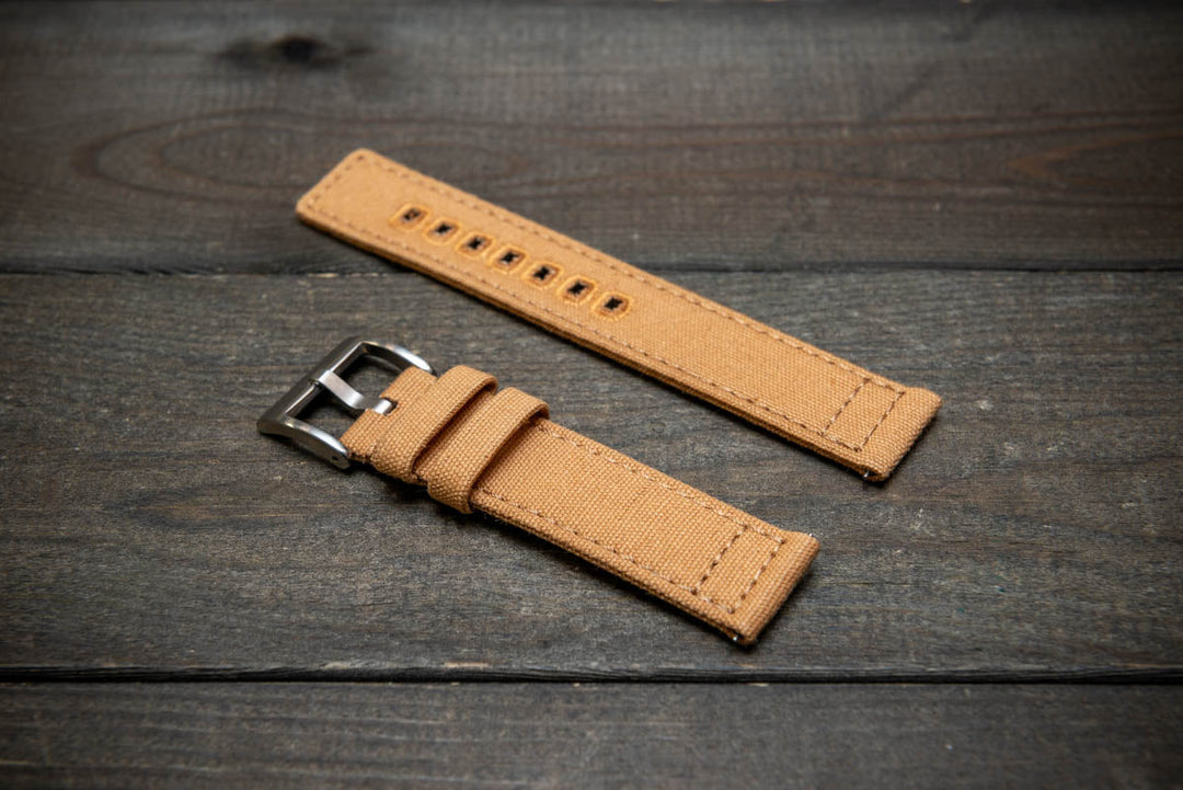 Army premium canvas watch strap, canvas watch band. Handmade in Finland - 20 mm, 22 mm. - finwatchstraps