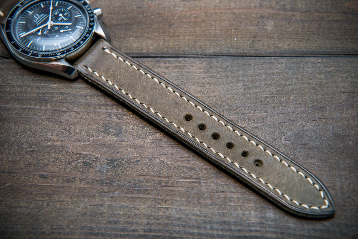 Leather Watch buying Strap Vintage Style Strap(Black Full Stitched) 18mm, 19mm, 20mm, 22mm Italia pueblo Mud Brown leather Hand Stitched