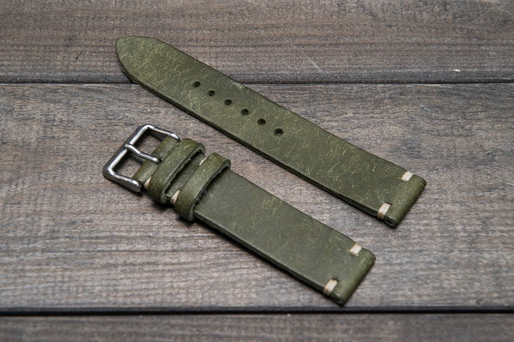 Badalassi Carlo, Pueblo Olive leather watch strap. Hand-made to order in Finland.