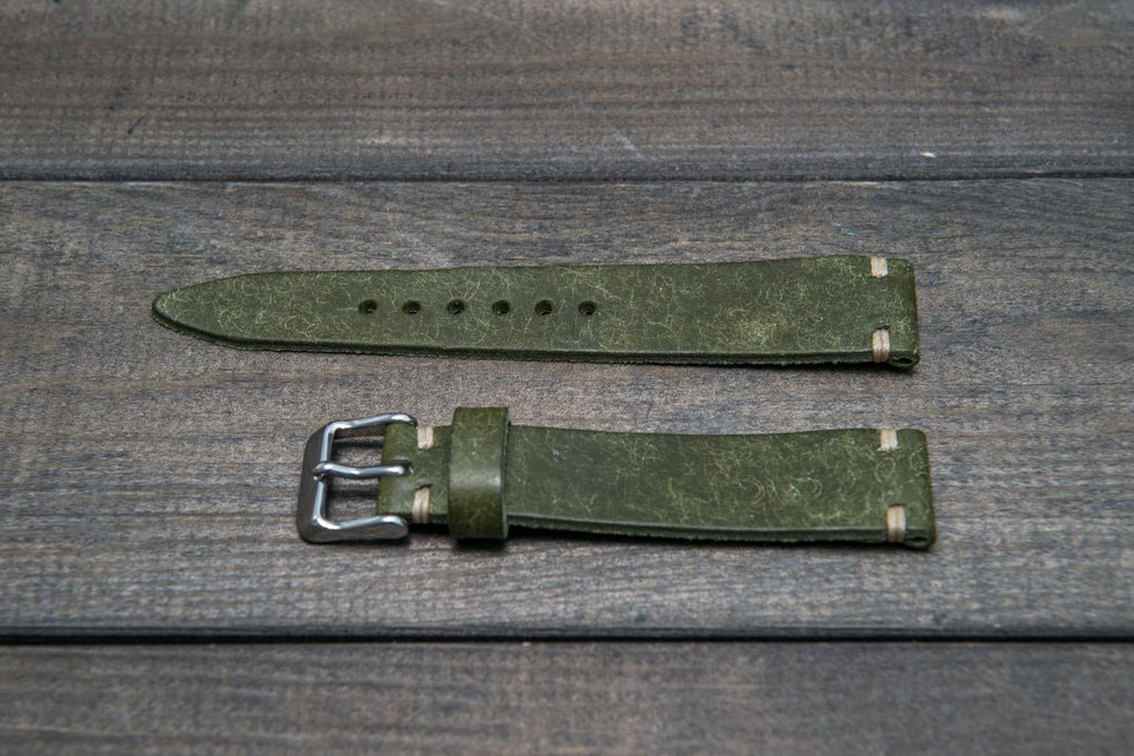 Badalassi Carlo, Pueblo Olive  tapered leather watch strap. Hand-made to order in Finland.