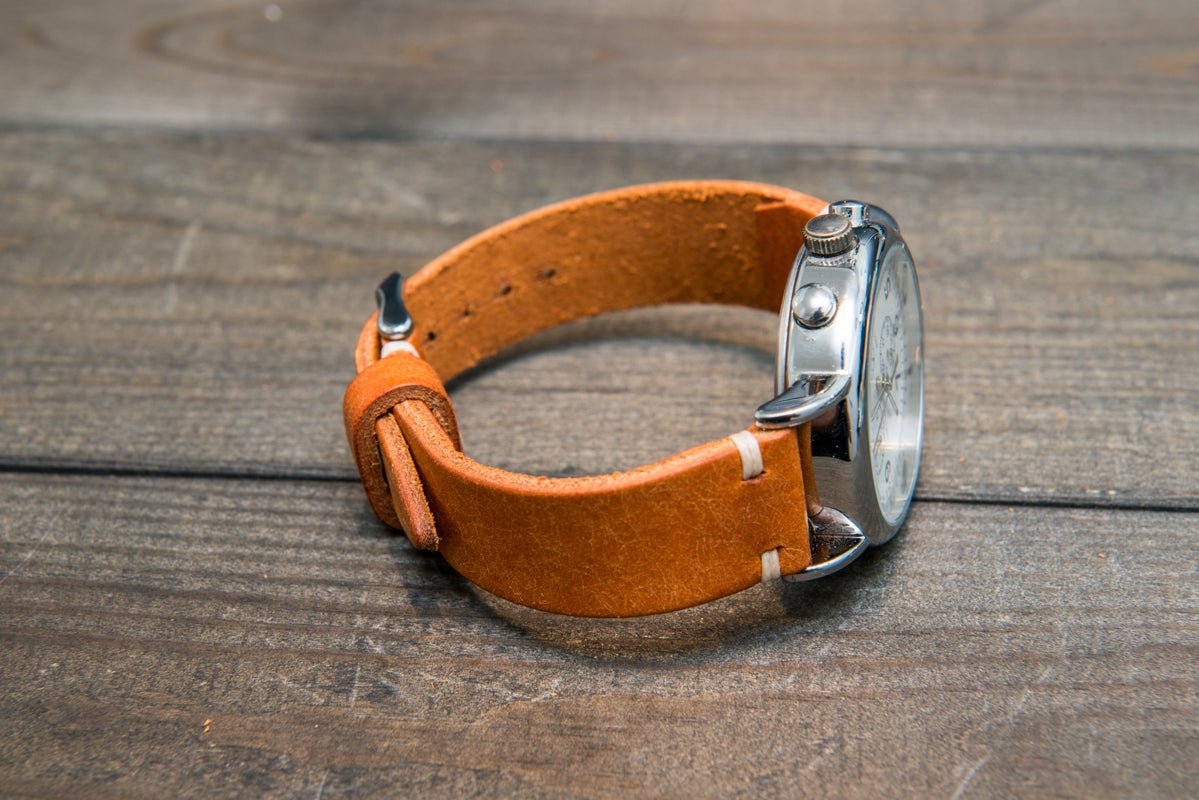 Badalassi Carlo, Pueblo Olmo tapered leather watch strap. Hand-made to
