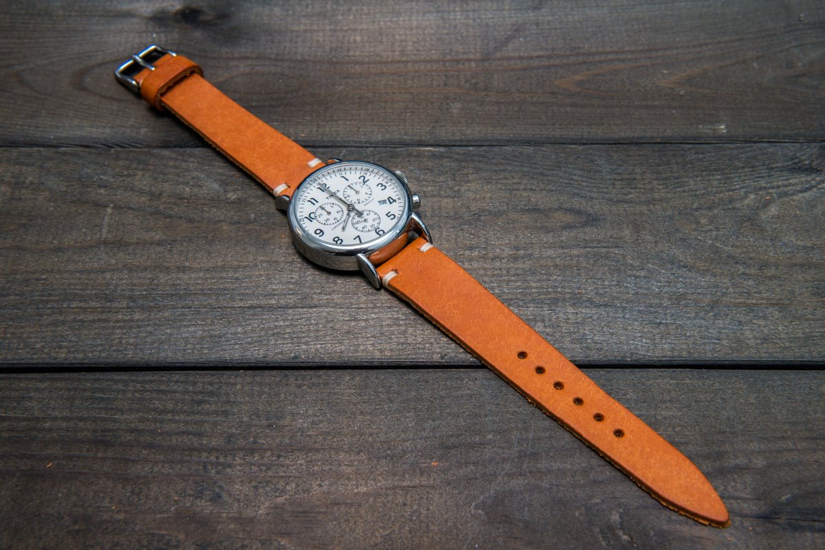 Badalassi Carlo, Pueblo Olmo tapered leather watch strap. Hand-made to