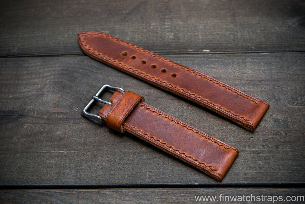 Badalassi Carlo Wax leather watch strap. Brown color. Handmade in Finland.