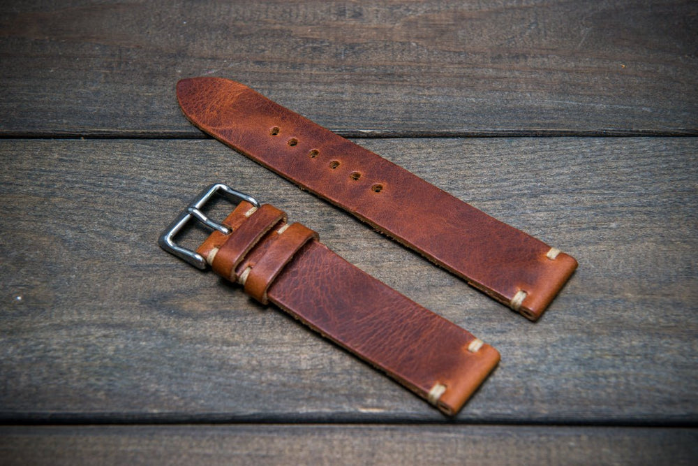 Badalassi Congac Wax leather watch strap. Hand-made to order in Finlan