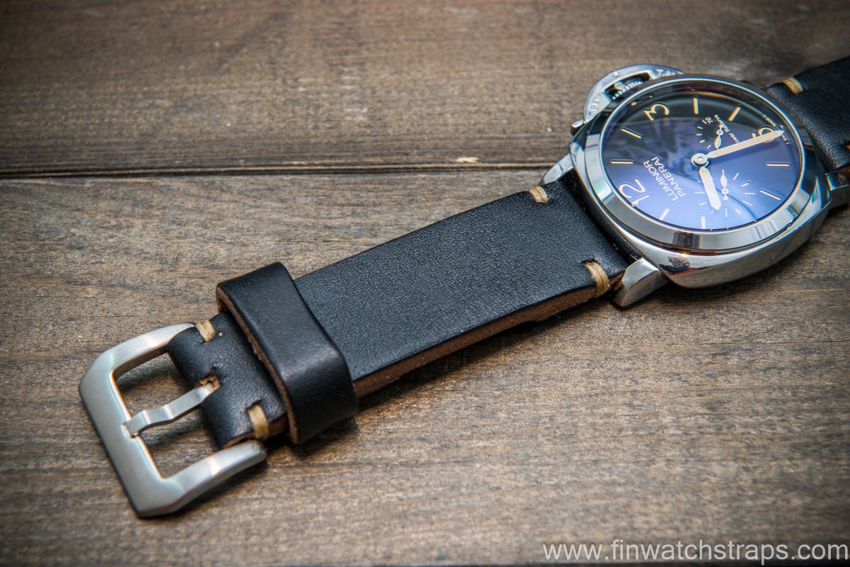 Leather Watch Band, watch fashion strap 5-6 mm thick, bridle backs bull leather, handmade in Finland: 16-26 mm