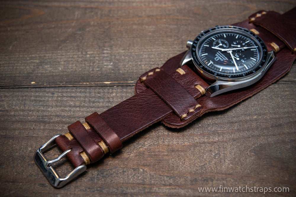 Leather cuff watch band, Bund strap 18-24mm Distressed leather watch  Military | eBay