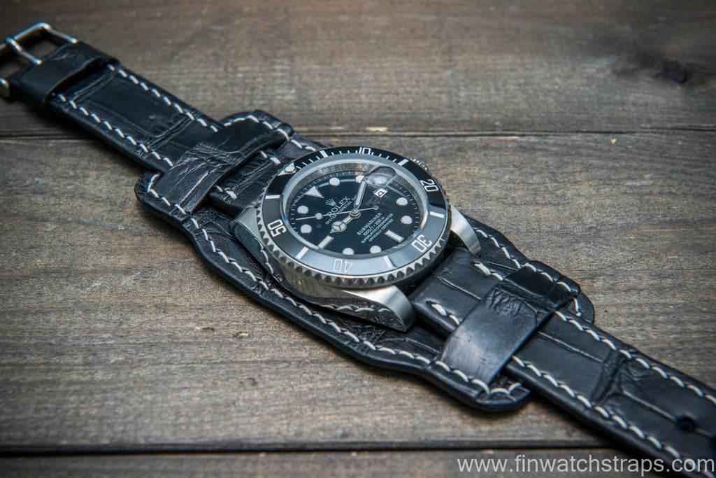 20mm Curved Dark BROWN Italian Calfskin leather Band/Strap Rolex GMT  Submariner