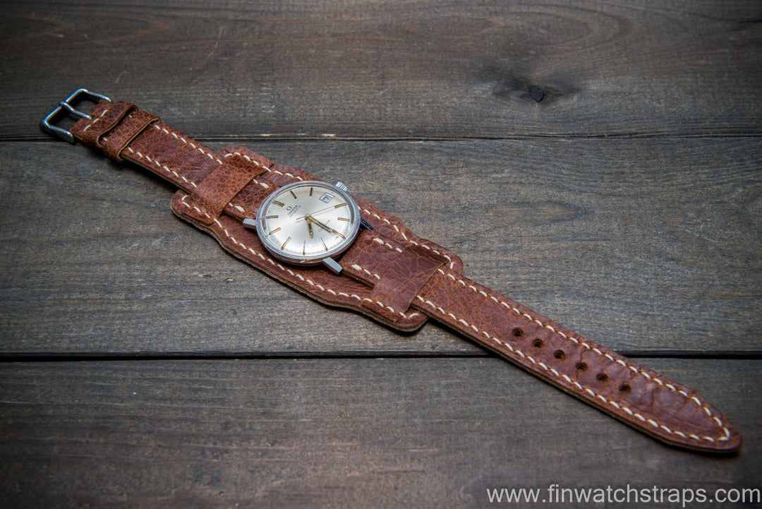 Extra WIDE Bund Military Style Watch Strap | Wide Leather Aviator Band