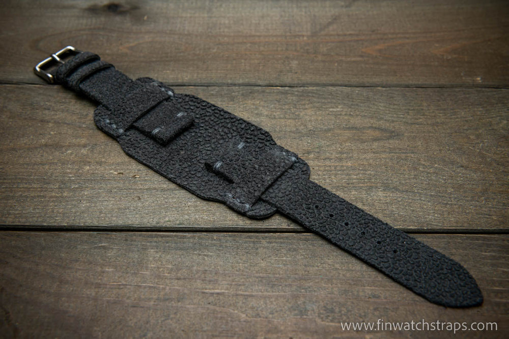 Deep Sea Horween leather watch strap hand stitched handmade in Finland