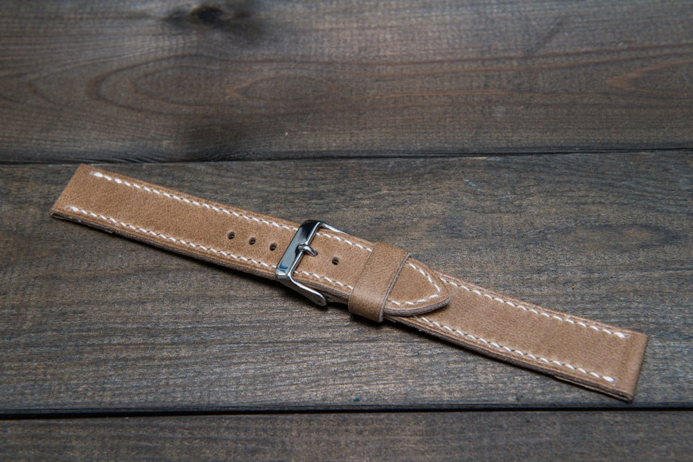 22mm Tan Textured Calf Leather Watch Band