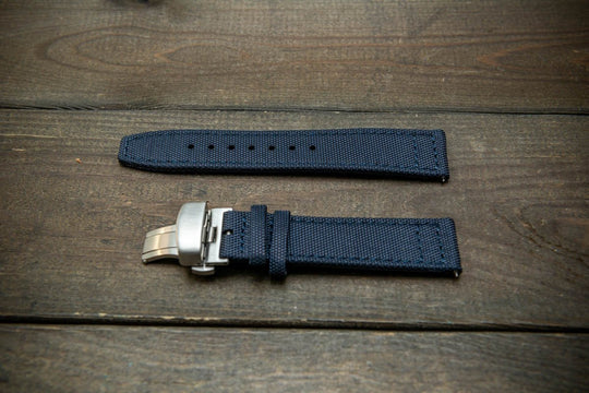 Canvas waterproof watch strap, 17 mm, 18mm, 19 mm, 20 mm, 21 mm, 22 mm, 23mm, 24mm with a deployment clasp. - finwatchstraps
