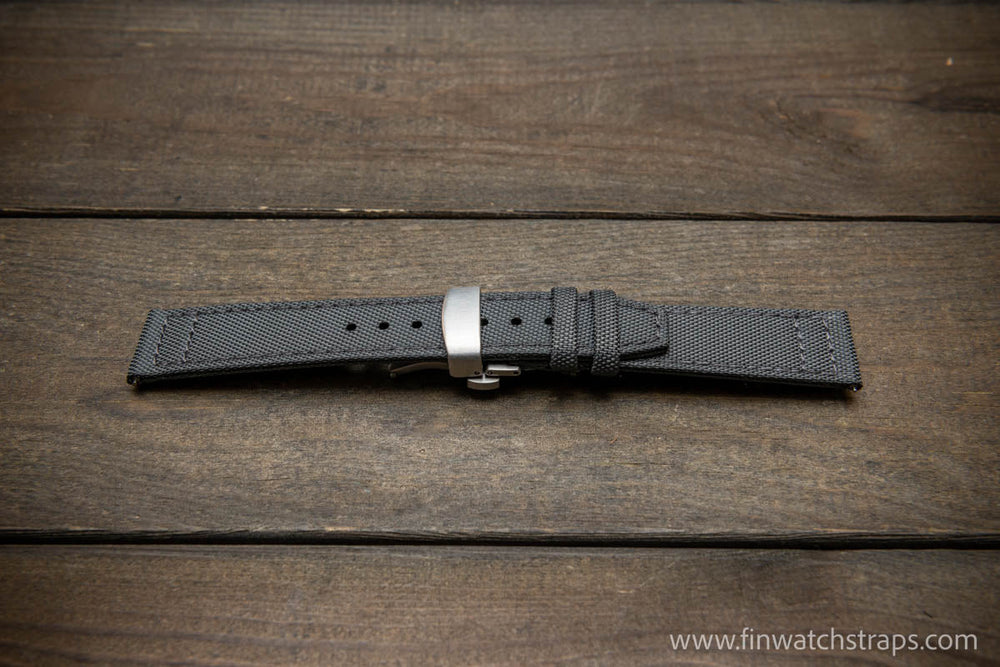 20mm or 22mm Khaki Canvas Watch Band PVD Black Roller Deployant