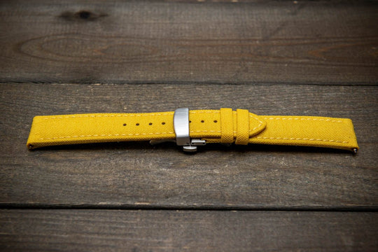 Cordura Canvas waterproof watch strap, Quick-release spring bars are installed, lined with Lorica eco-leather by FinWacthStraps® Deployment clasp installed. - finwatchstraps