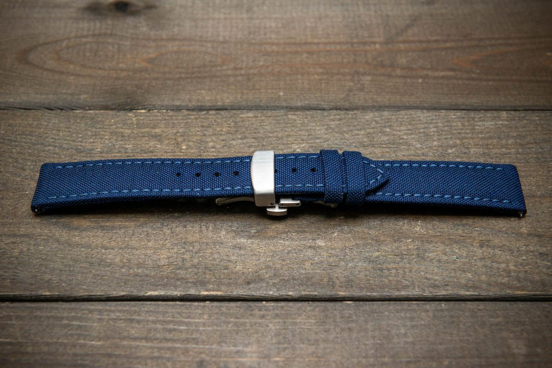 Cordura Canvas waterproof watch strap, Quick-release spring bars are installed, lined with Lorica eco-leather by FinWacthStraps® Deployment clasp installed. - finwatchstraps