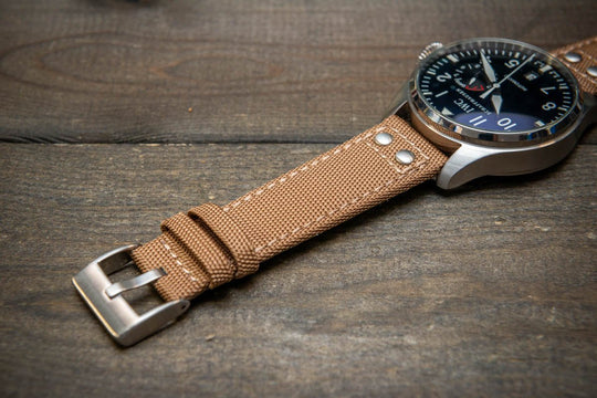 Cordura Canvas waterproof watch strap, Quick-release spring bars are installed, lined with Lorica eco-leather by FinWacthStraps® - finwatchstraps