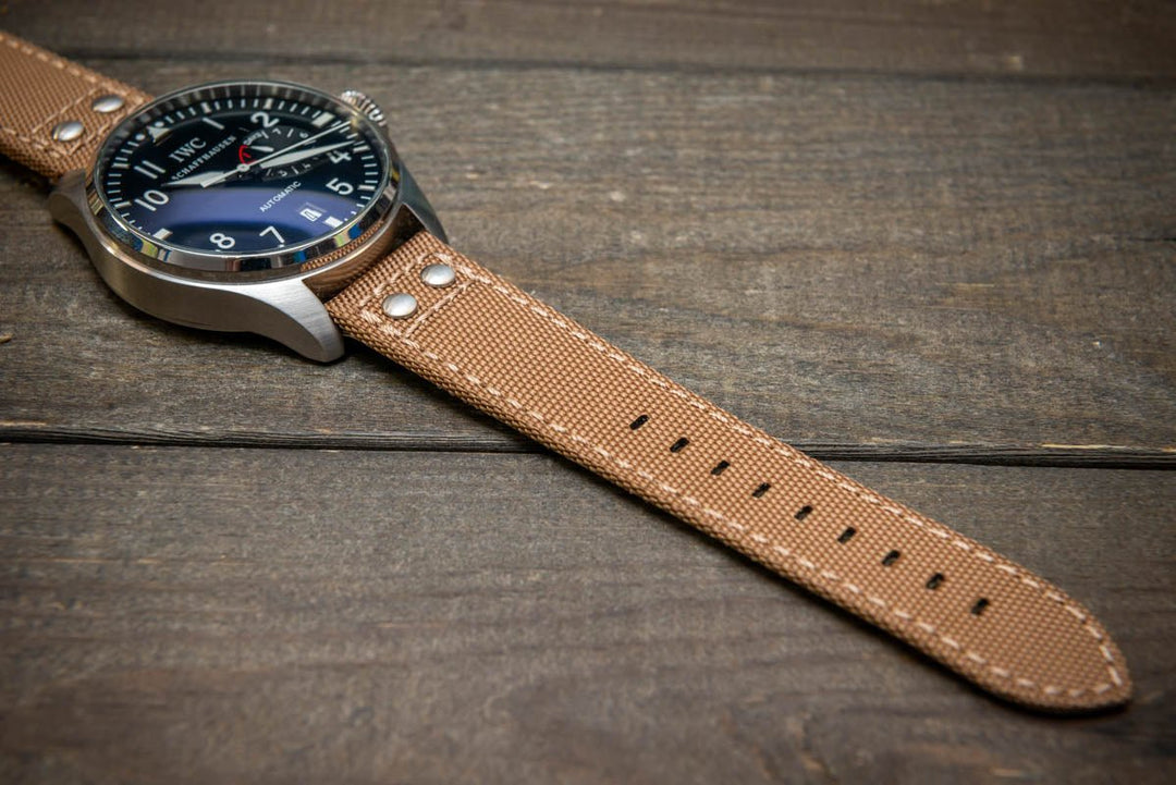 Cordura Canvas waterproof watch strap, Quick-release spring bars are installed, lined with Lorica eco-leather by FinWacthStraps® - finwatchstraps